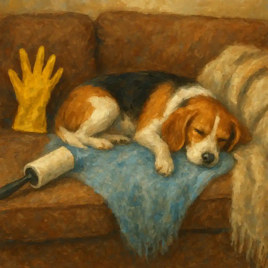 Beagle Shed Hair on Furniture — Rubber Glove Trick; Lint Roller; Washable Throws