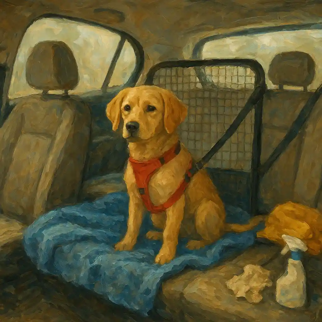 Carsharing: Secure Dog in Car — Box/Harness; Blanket; No Free Seats; Cleaning