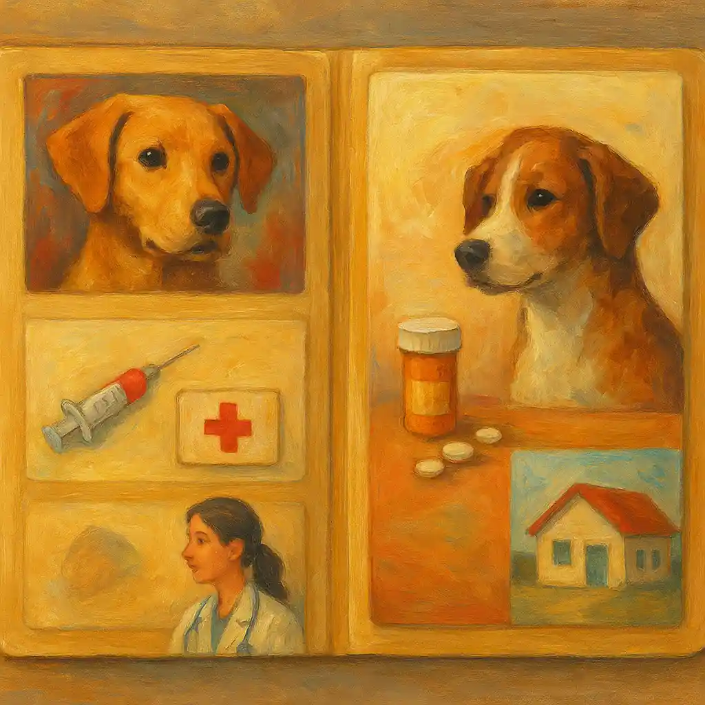 Dog Emergency Folder: Digital + Paper — Vaccination Photo; Meds; Allergies; Clinic; Sitter