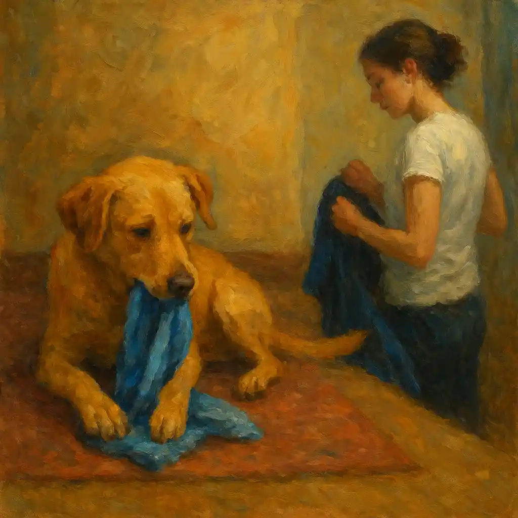 Dog Panics When You Get Dressed: Change Setup — Dog in Zone; Chew Item; You Dress Quietly; Then Training