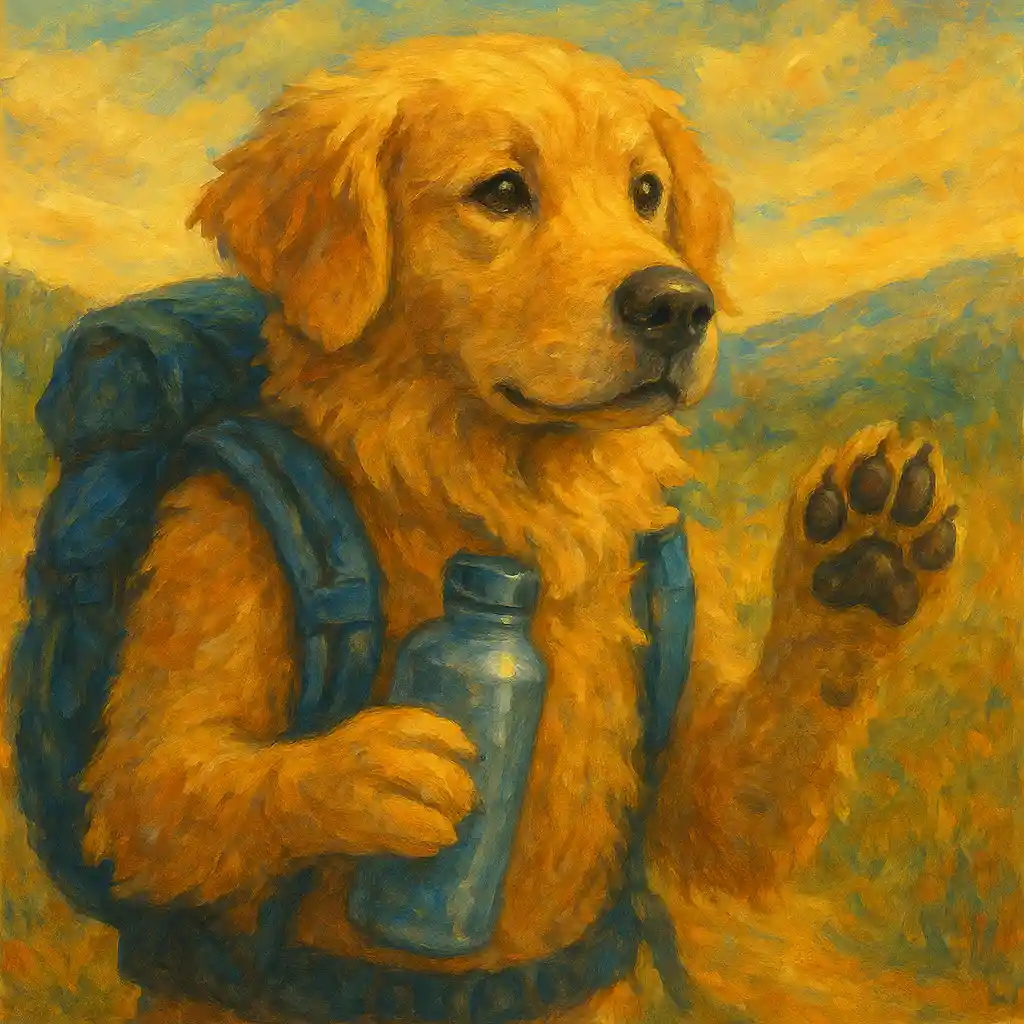 Golden Hiking Prep Golden — Carry Water; Paw Check; Joint