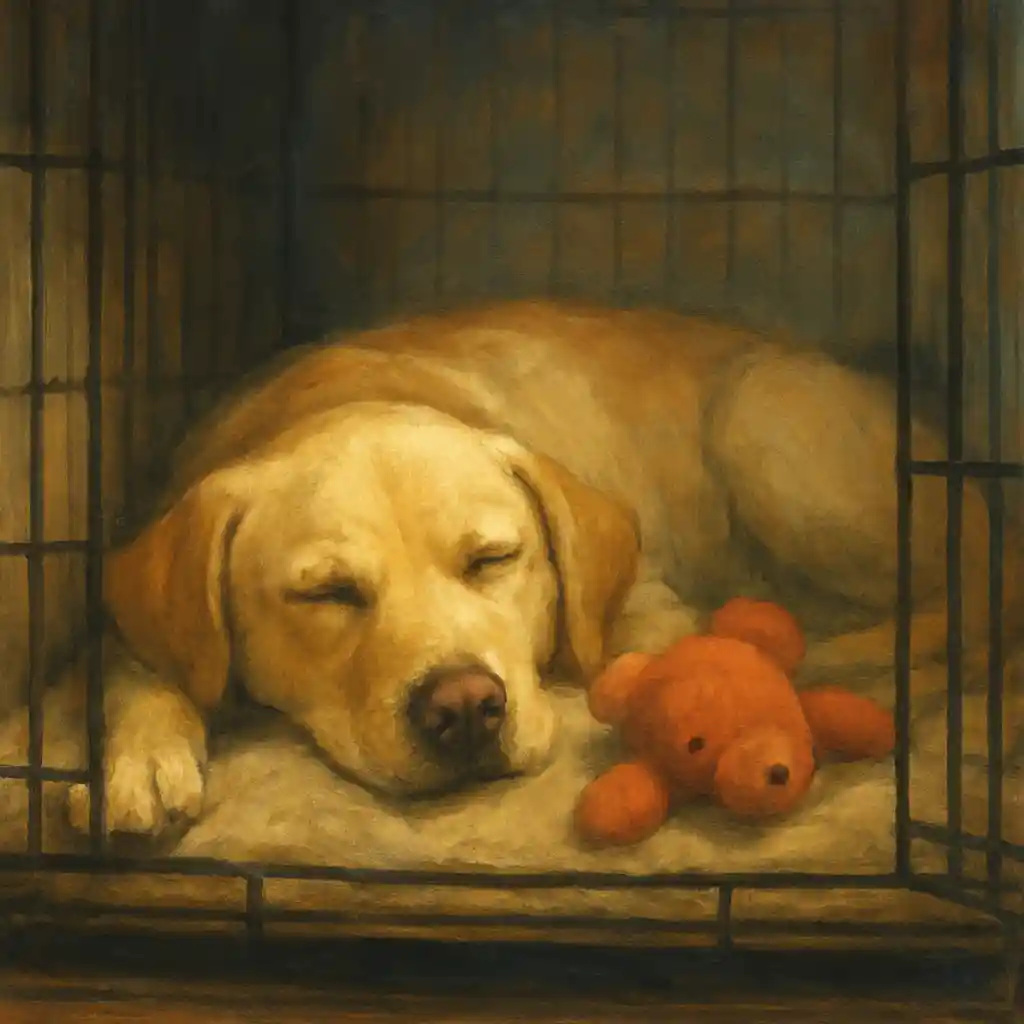 Labrador Crate Overnight Calm — Positive; White Noise; Toy