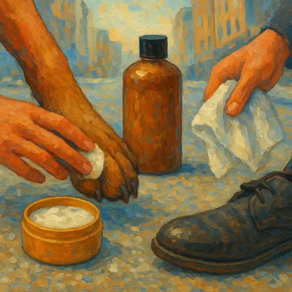 Protect Senior Dog Paws From Road Salt and Grit in the City: Paw Balm, Rinse, Dry, Shoes Only If Needed 1 Paws/Claws in City: Protect From Road Salt & Grit — Paw Balm; Rinse; Dry; Shoes Only If Needed