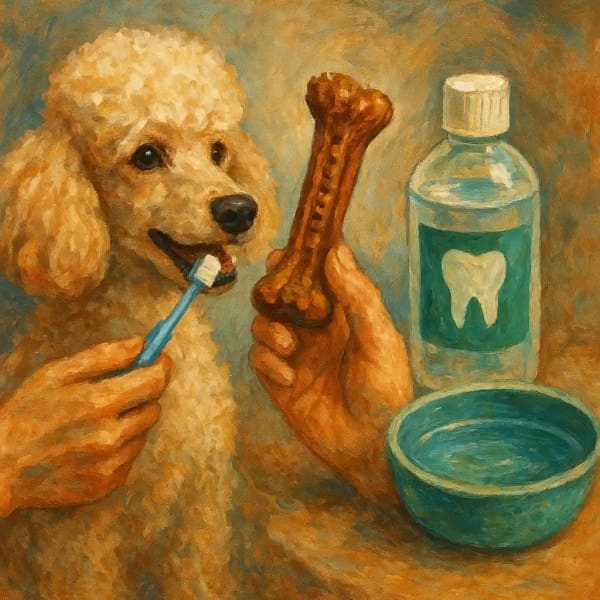 Poodle Dental Care Routine: Brush Training, Dental Chews, and Water Additive Safety