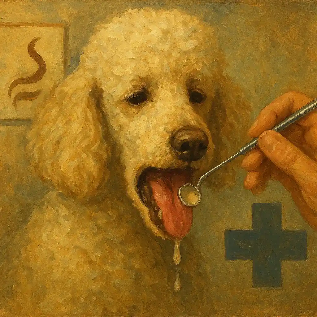 Poodle Senior Dental Check Home Signs — Bad Breath; Drooling; Vet Plan