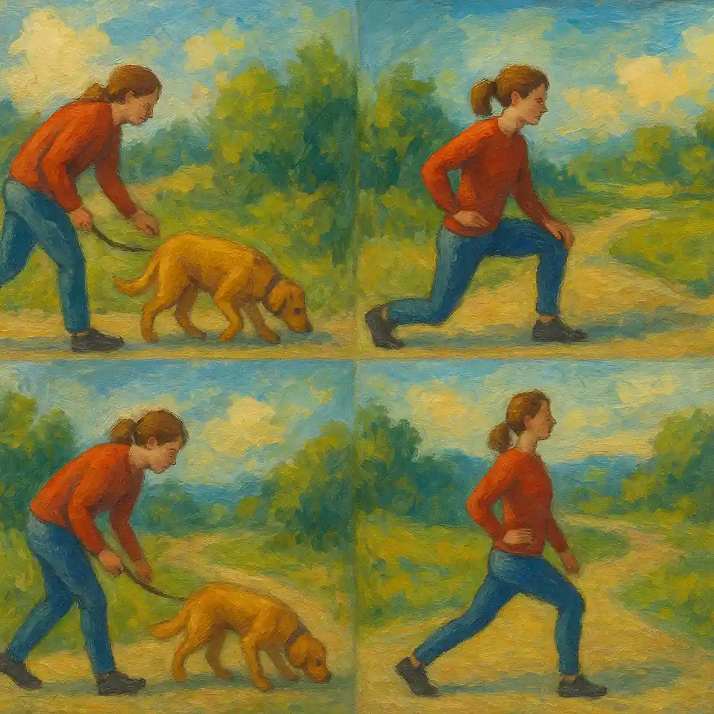 Rushed Walks: 20-Minute Walk That Really Tires — 10 Min Sniff; 5 Min Exercises; 5 Min Calm; Same Route to Wind Down