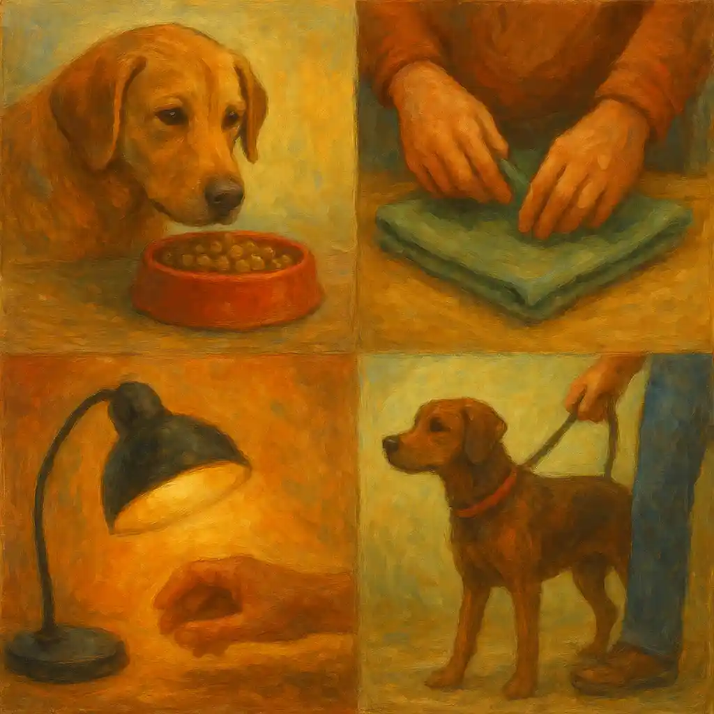 Sitter Handover: Dog-Centered — Food; Fold Care; Heat; Triggers; Walk Rules